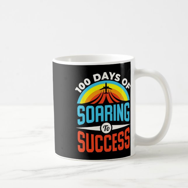 100 Days Of School Aeroplane Soaring To Success  Coffee Mug (Right)