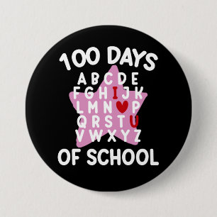 100 Days Of School Alphabet 100th Day Teacher  7.5 Cm Round Badge