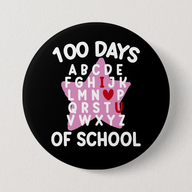 100 Days Of School Alphabet 100th Day Teacher  7.5 Cm Round Badge (Front)