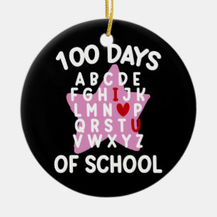 100 Days Of School Alphabet 100th Day Teacher Ceramic Tree Decoration