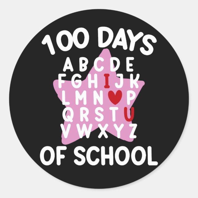 100 Days Of School Alphabet 100th Day Teacher  Classic Round Sticker (Front)