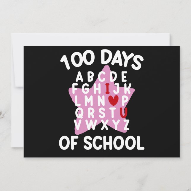 100 Days Of School Alphabet 100th Day Teacher  Invitation (Front)