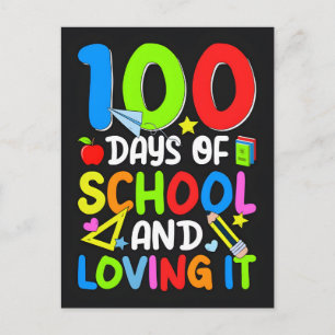 100 Days Of School And Loving It Vector Design Holiday Postcard