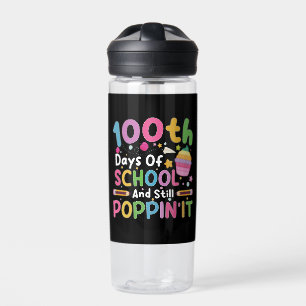 100 Days Of School And Still Poppin' Girl Water Bottle