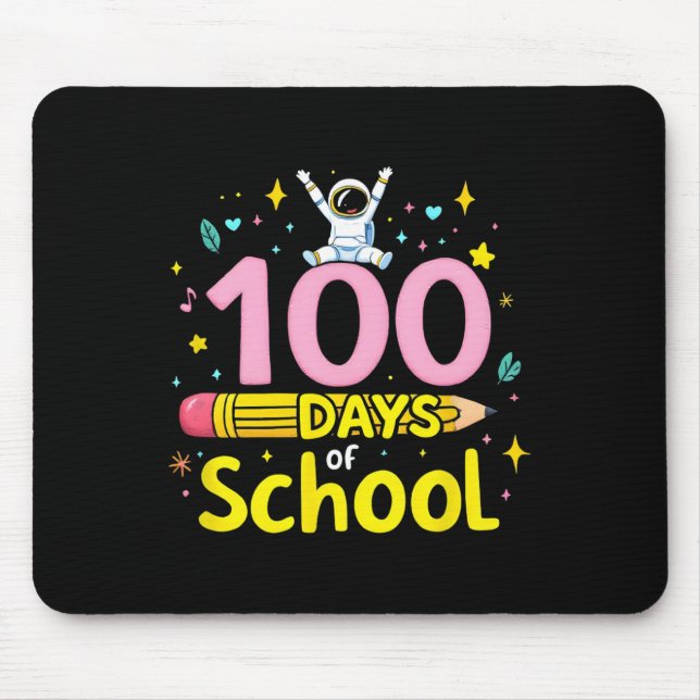 100 Days Of School Astronaut And Pencil Fun Design Mouse Mat (Front)