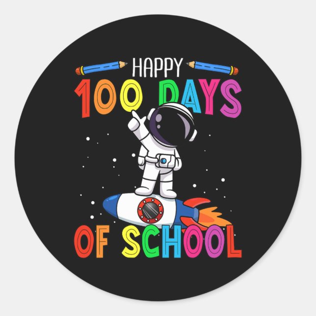 100 Days Of School Astronaut Lovers  Classic Round Sticker (Front)