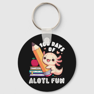 100 Days Of School Axolotl Happy 100th Day Teacher Key Ring