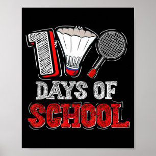 100 Days Of School Badminton Lovers Kids Boys Girl Poster