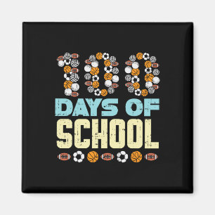 100 Days Of School Baketball Soccer Football Sport Magnet