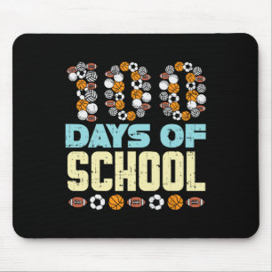100 Days Of School Baketball Soccer Football Sport Mouse Mat