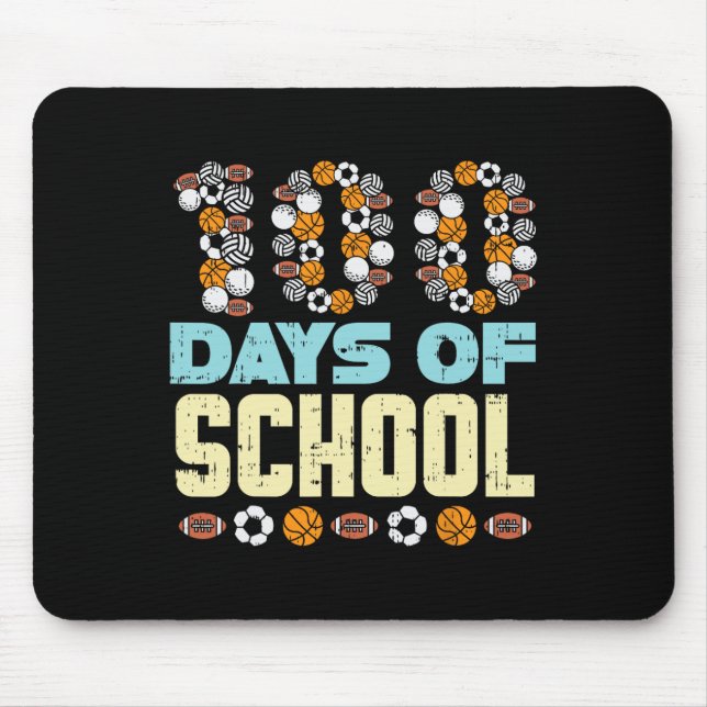 100 Days Of School Baketball Soccer Football Sport Mouse Mat (Front)