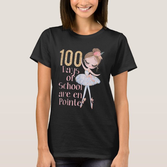 100 Days of School Ballerina Dancer Outfit Girls B T-Shirt (Front)