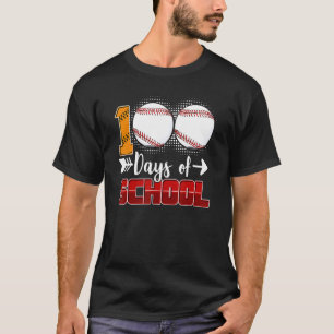 100 Days Of School  Baseball 100 Days Smarter 100t T-Shirt