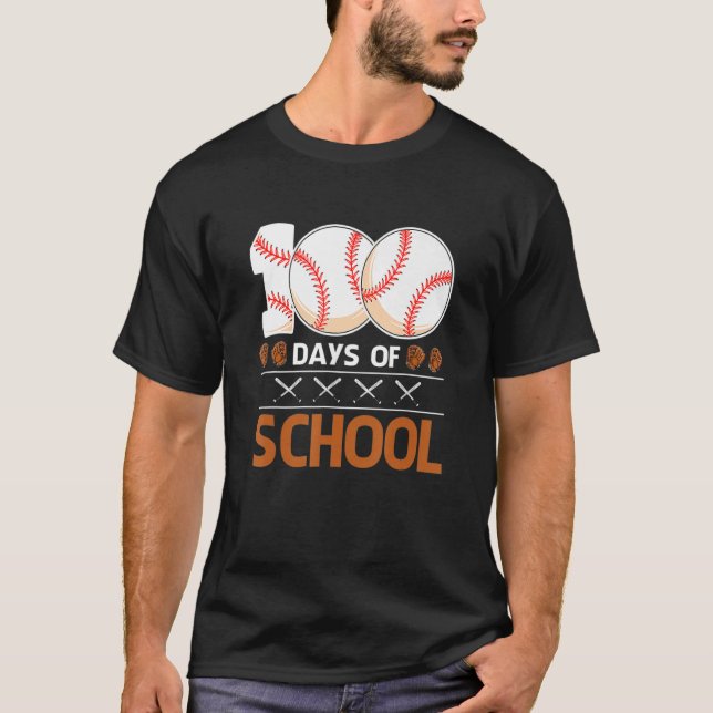 100 Days Of School  Baseball 100 Days Smarter 100t T-Shirt (Front)