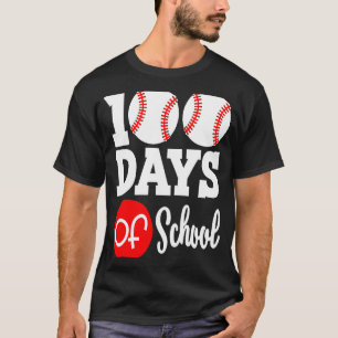 100 Days Of School Baseball 100 Days Smarter T-Shirt