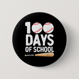 100 Days Of School Baseball 100th Day For Boys 6 Cm Round Badge