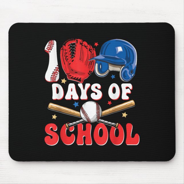 100 Days Of School Baseball 100th Day For Boys Mouse Mat (Front)
