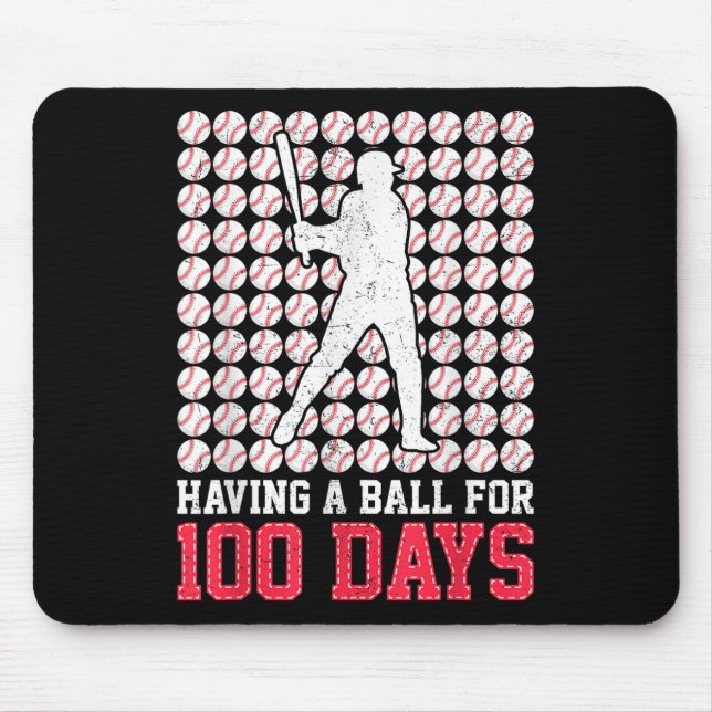 100 Days Of School Baseball 100th Day For Boys Mouse Mat (Front)