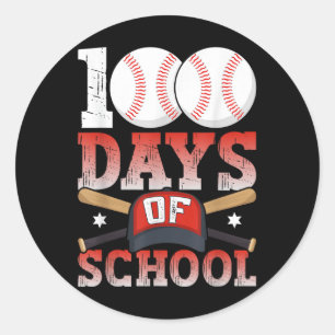 100 Days Of School Baseball 100th Day For Student Classic Round Sticker