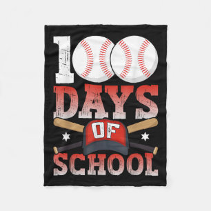 100 Days Of School Baseball 100th Day For Student Fleece Blanket