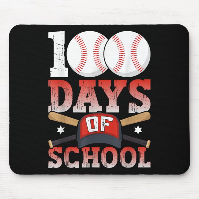 100 Days Of School Baseball 100th Day For Student Mouse Mat (Front)