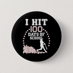 100 Days Of School Baseball 100th Day Of School 6 Cm Round Badge