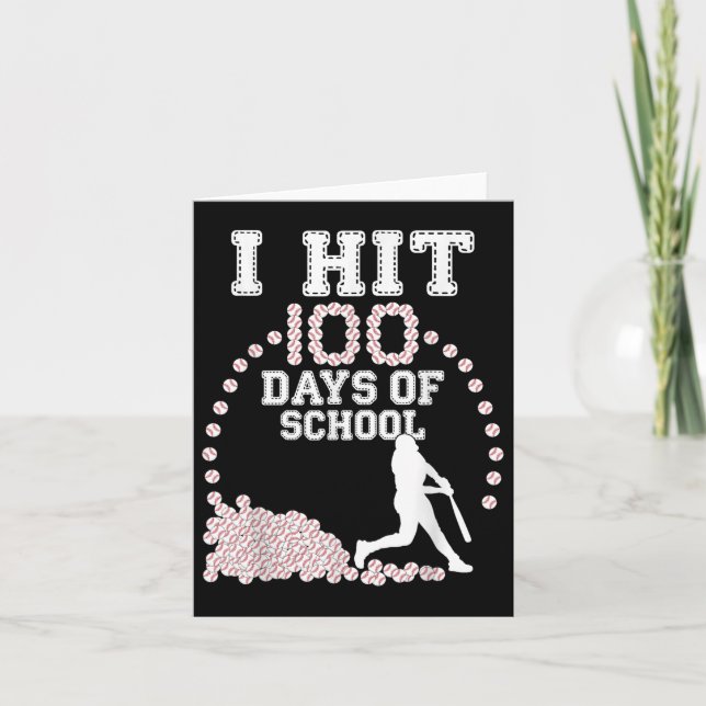 100 Days Of School Baseball 100th Day Of School Card (Front)