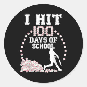 100 Days Of School Baseball 100th Day Of School Classic Round Sticker