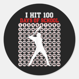 100 Days Of School Baseball 100th Day Of School Classic Round Sticker