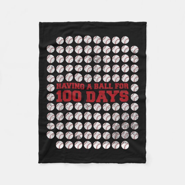 100 Days Of School Baseball 100th Day Of School Fleece Blanket (Front)