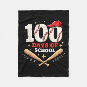 100 Days Of School Baseball 100th Day Of School Fleece Blanket