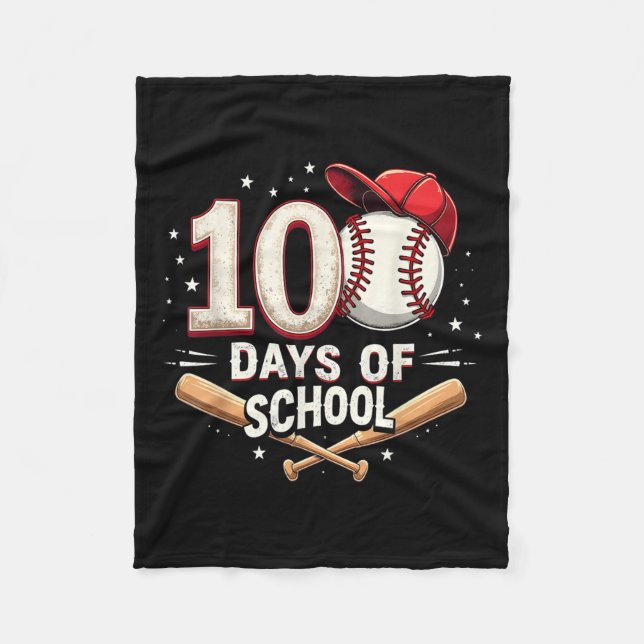 100 Days Of School Baseball 100th Day Of School Fleece Blanket (Front)