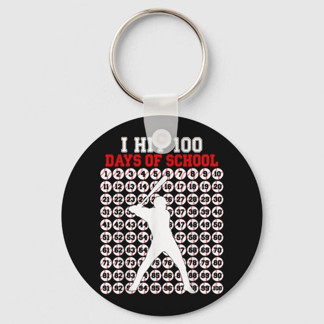 100 Days Of School Baseball 100th Day Of School Key Ring (Front)