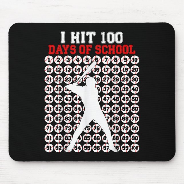 100 Days Of School Baseball 100th Day Of School Mouse Mat (Front)