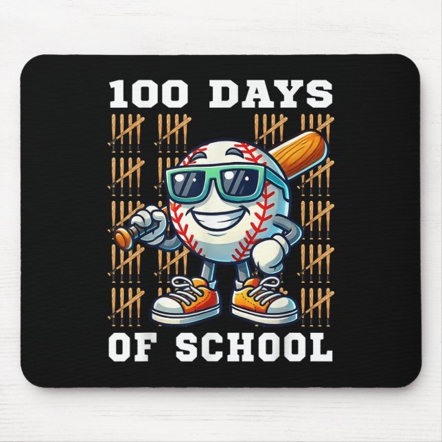 100 Days Of School Baseball 100th Day Of School Mouse Mat (Front)