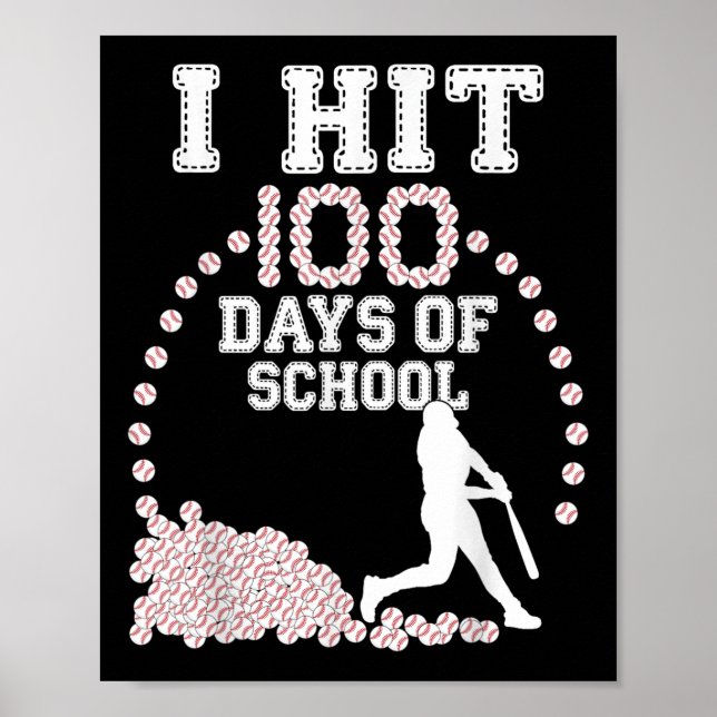 100 Days Of School Baseball 100th Day Of School Poster (Front)