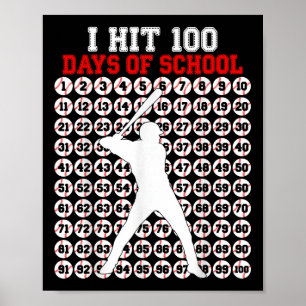 100 Days Of School Baseball 100th Day Of School Poster