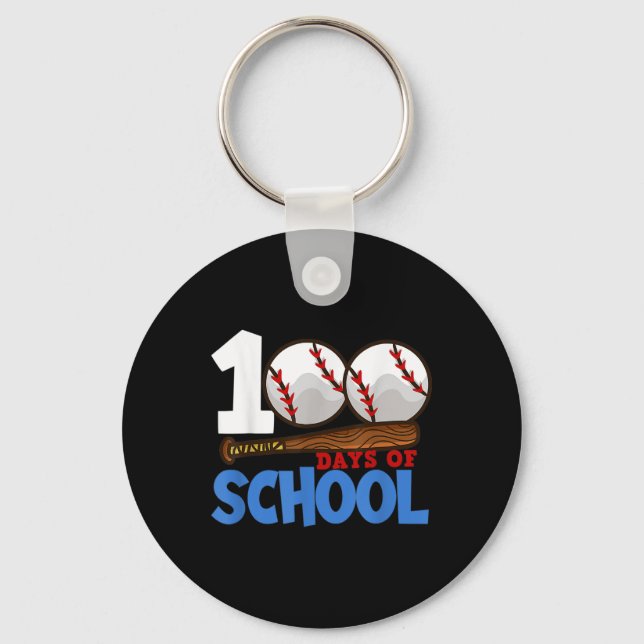 100 Days Of School Baseball 100th Day Of School Te Key Ring (Front)