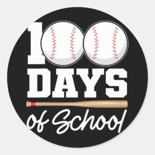 100 Days Of School Baseball 100th Day School Gym T Classic Round Sticker