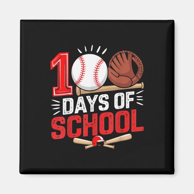 100 Days Of School Baseball 100th Day Student Magnet (Front)