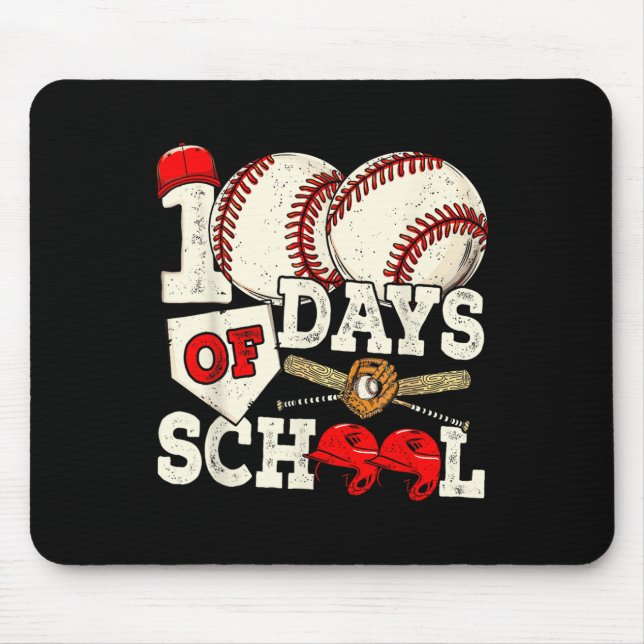 100 Days Of School Baseball 100th Day Teacher _1  Mouse Mat (Front)