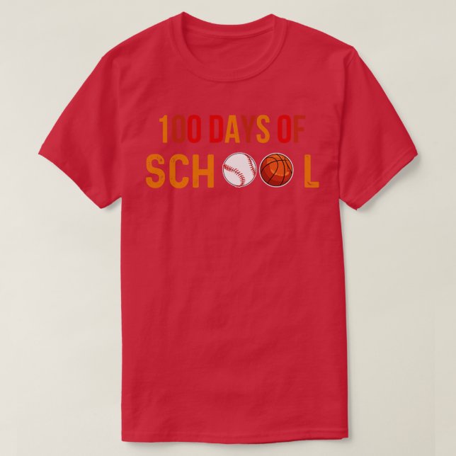 100 Days of School Baseball Basketball Student T-Shirt (Design Front)
