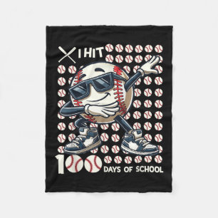 100 Days Of School Baseball Bat 100th Day Of Fleece Blanket