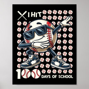 100 Days Of School Baseball Bat 100th Day Of Poster