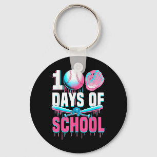 100 Days Of School Baseball Bat Drip 100th Day Of Key Ring