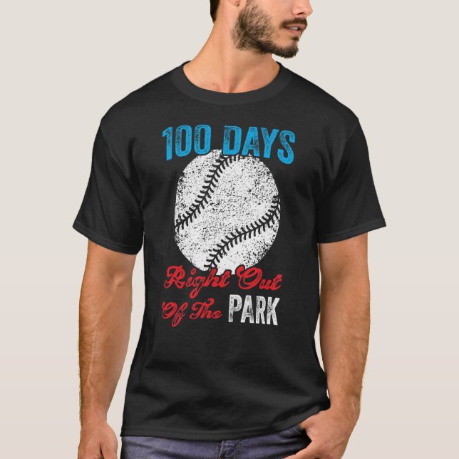 100 Days Of School Baseball Boy Fun Celebration St T-Shirt (Front)