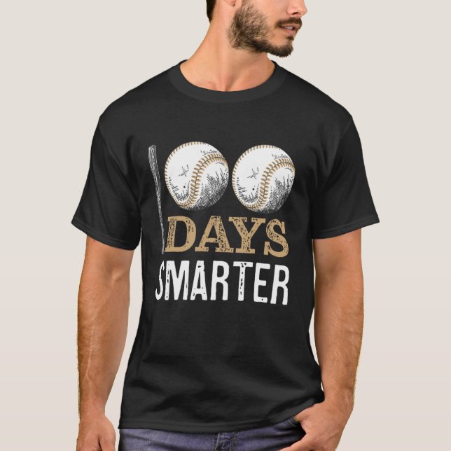 100 Days Of School Baseball Boy Fun Celebration St T-Shirt (Front)
