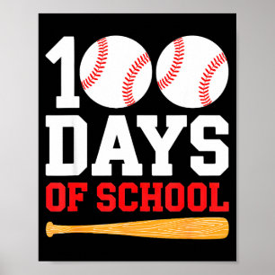 100 Days Of School Baseball Boys 100 Days Smarter Poster