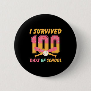 100 Days Of School Baseball Boys Kids 100th Day Of 6 Cm Round Badge