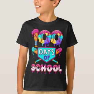 100 Days Of School Baseball Boys Kids T-Shirt